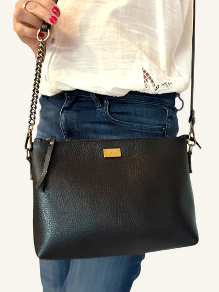 Cartera Gardenia Negra Grano