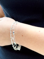 Pulsera Aurora Doble Estrellas Baño Plata