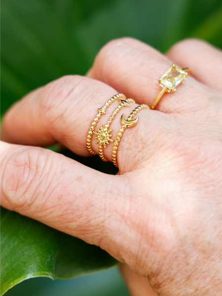 Anillo Lago Verde en Plata con Enchape Oro