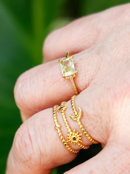 Anillo Lago Verde en Plata con Enchape Oro