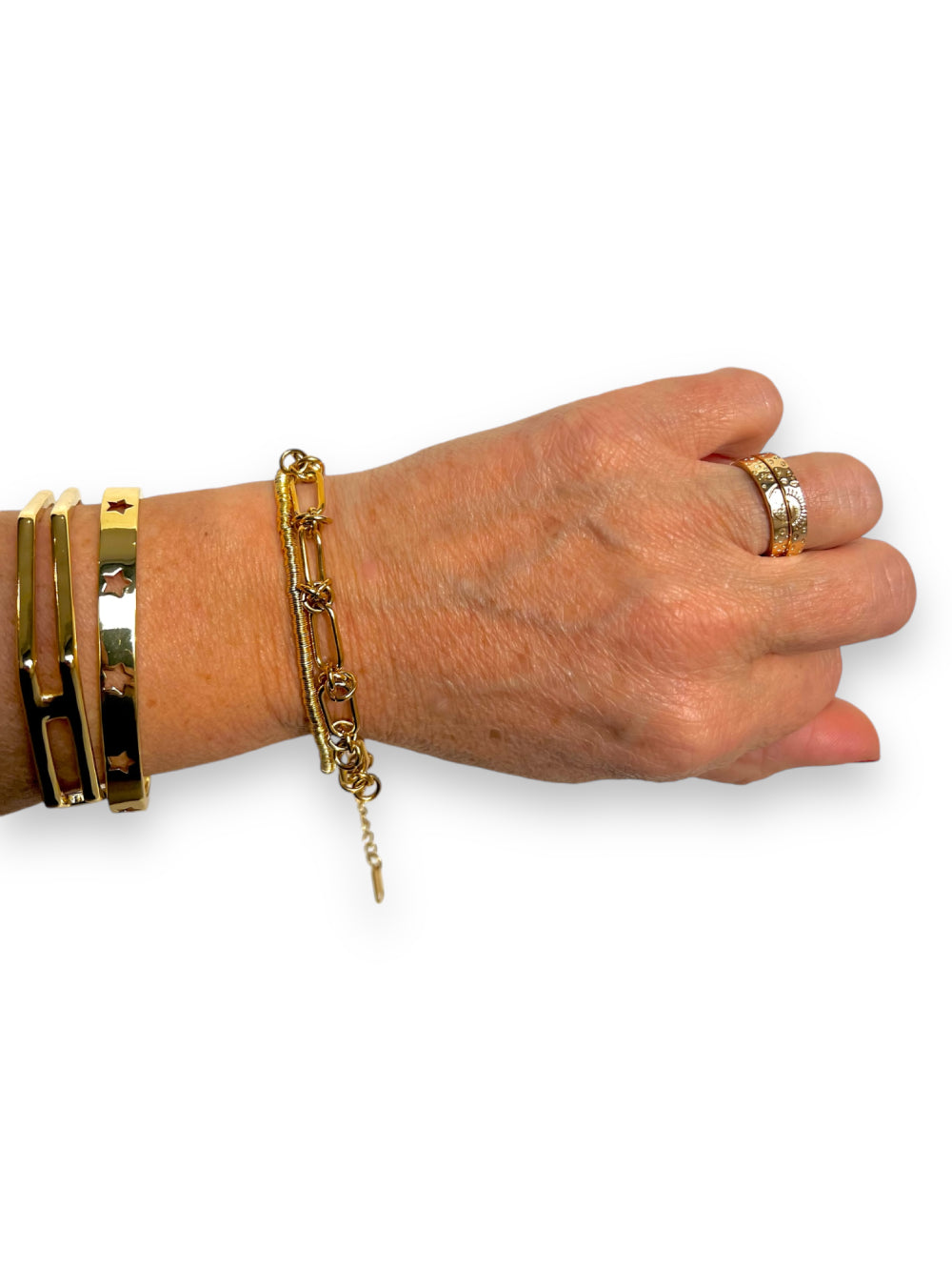 Pulsera Eslabón Púa Acero Baño Oro