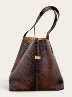 Cartera de Cuero Terra Chocolate Croco