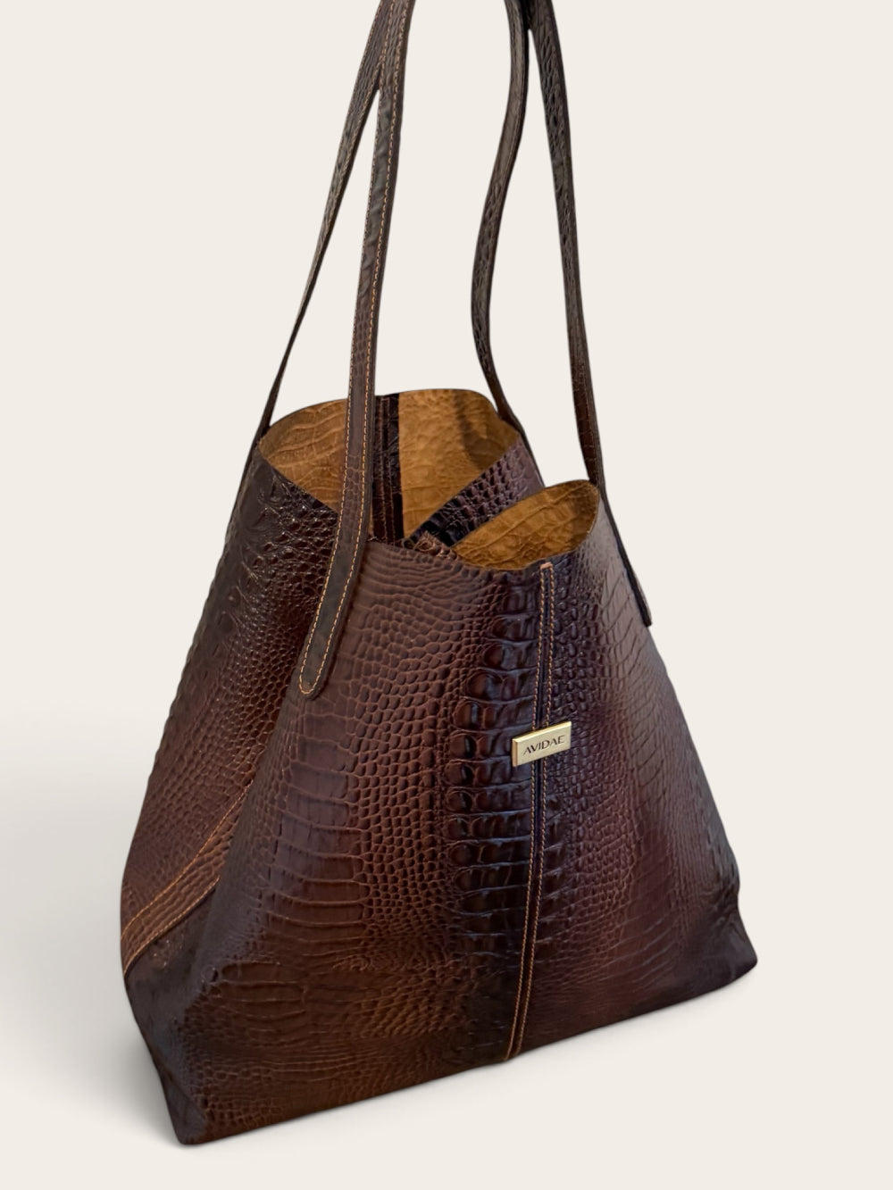 Cartera de Cuero Terra Chocolate Croco