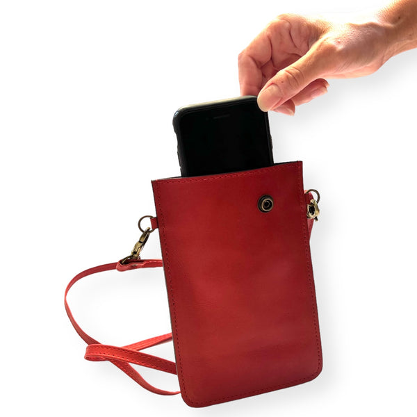 Cartera Portacelular de cuero Eva Rojo