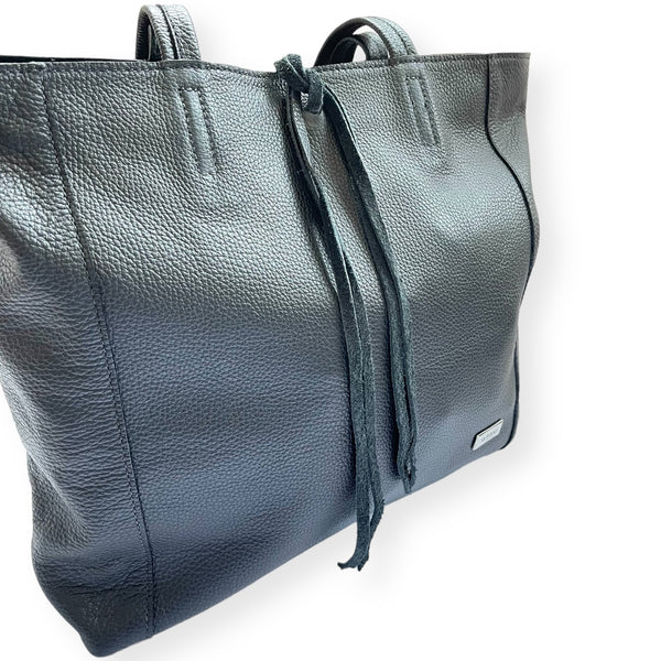 Cartera de Cuero Lazo Negra Grano