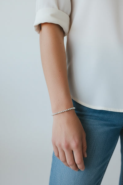 Pulsera Bolitas Baño Plata