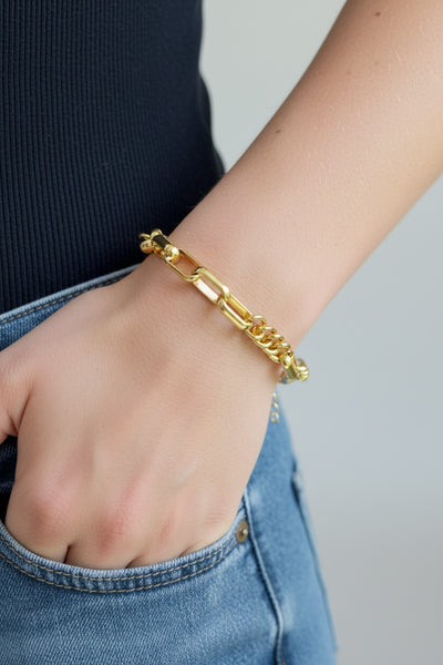 Pulsera Cadena Rock Baño Oro